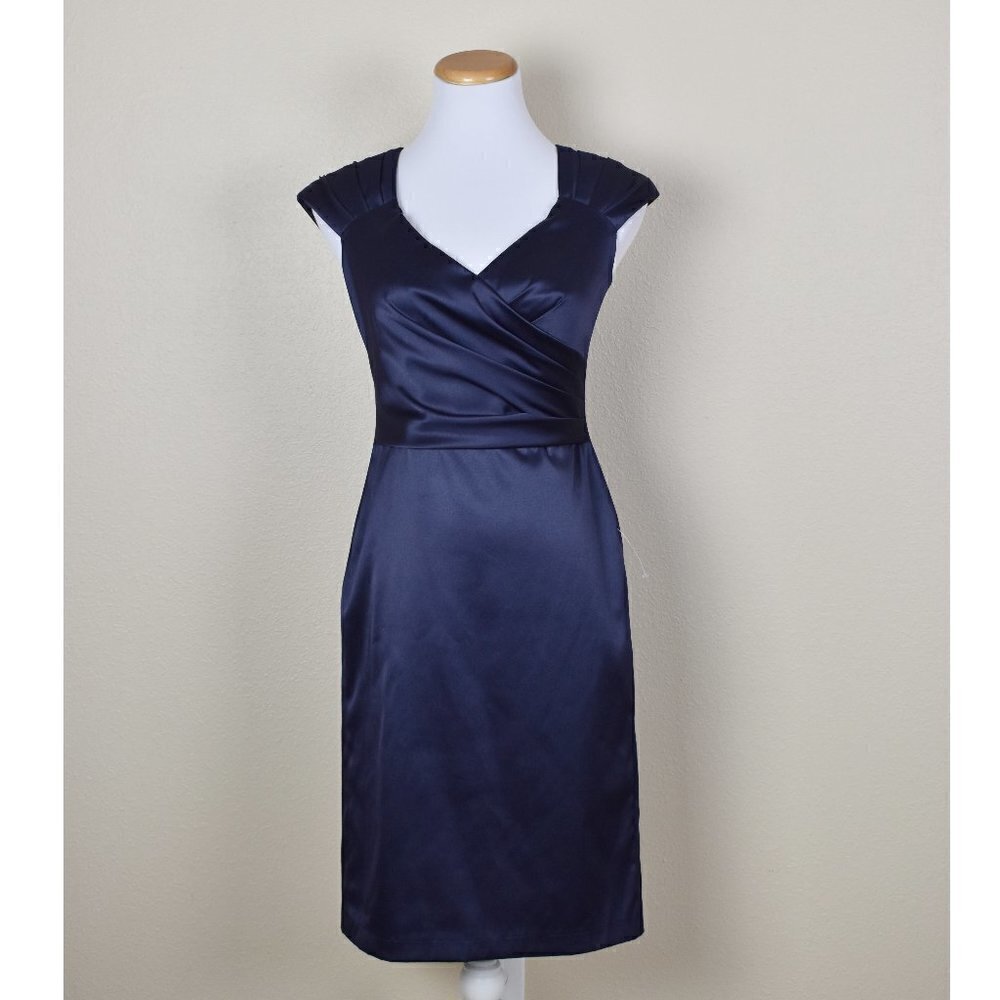 Patra Satin Navy Formal Short Dress 4